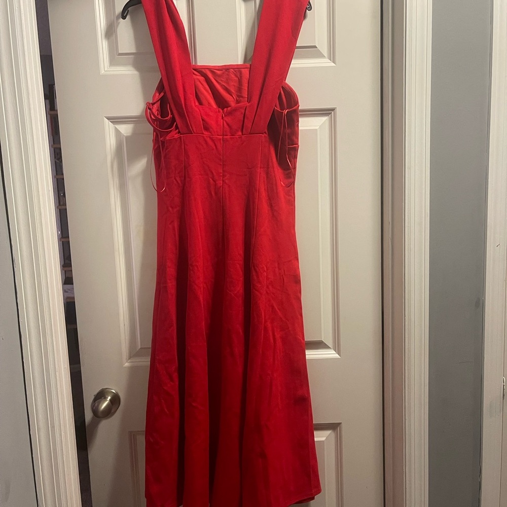 Fashion Nova Red Sleeveless Scoop Neck Midi Dress